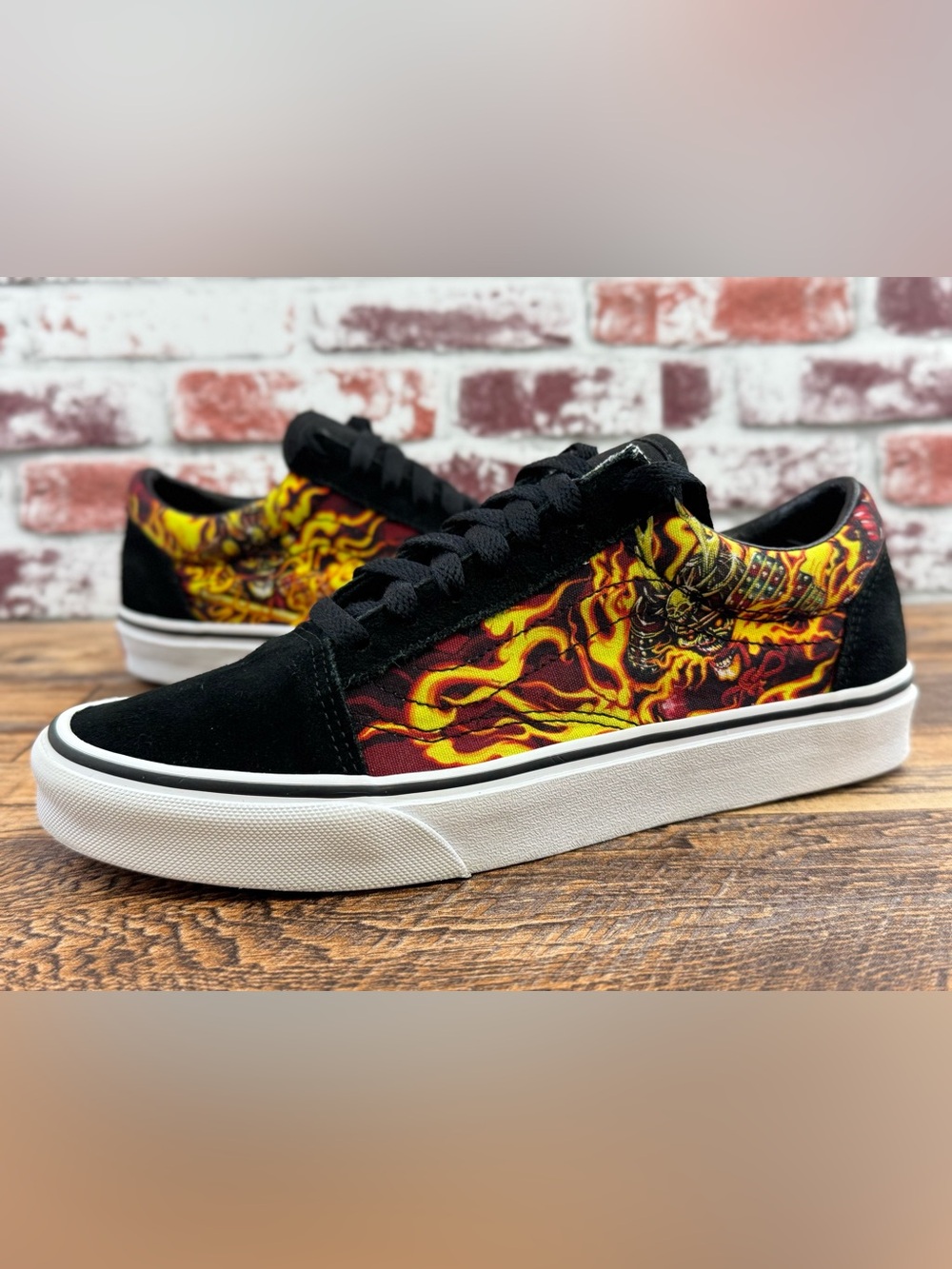 Vans Samurai Rising Old Skool Flame Skull Skate Sneakers Size Men 6, Women 7.5